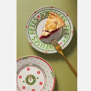 NEW Limited Festive Edition Anthropologie Bistro Tile Stoneware Dessert Plate